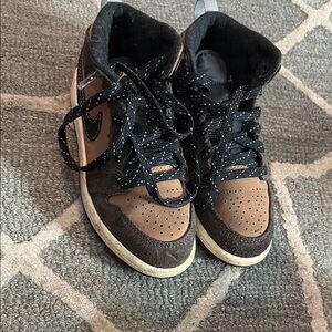 Brown and Black High-Top Sneakers